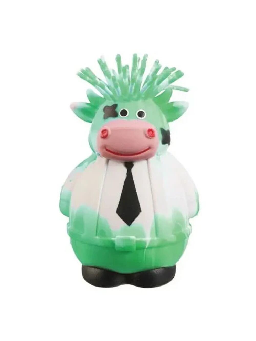 🔥Ja-Ru Irre-Squish-Tible! 4" Corporate Cow Squeeze Toy GREEN/WHITE BNWT🔥